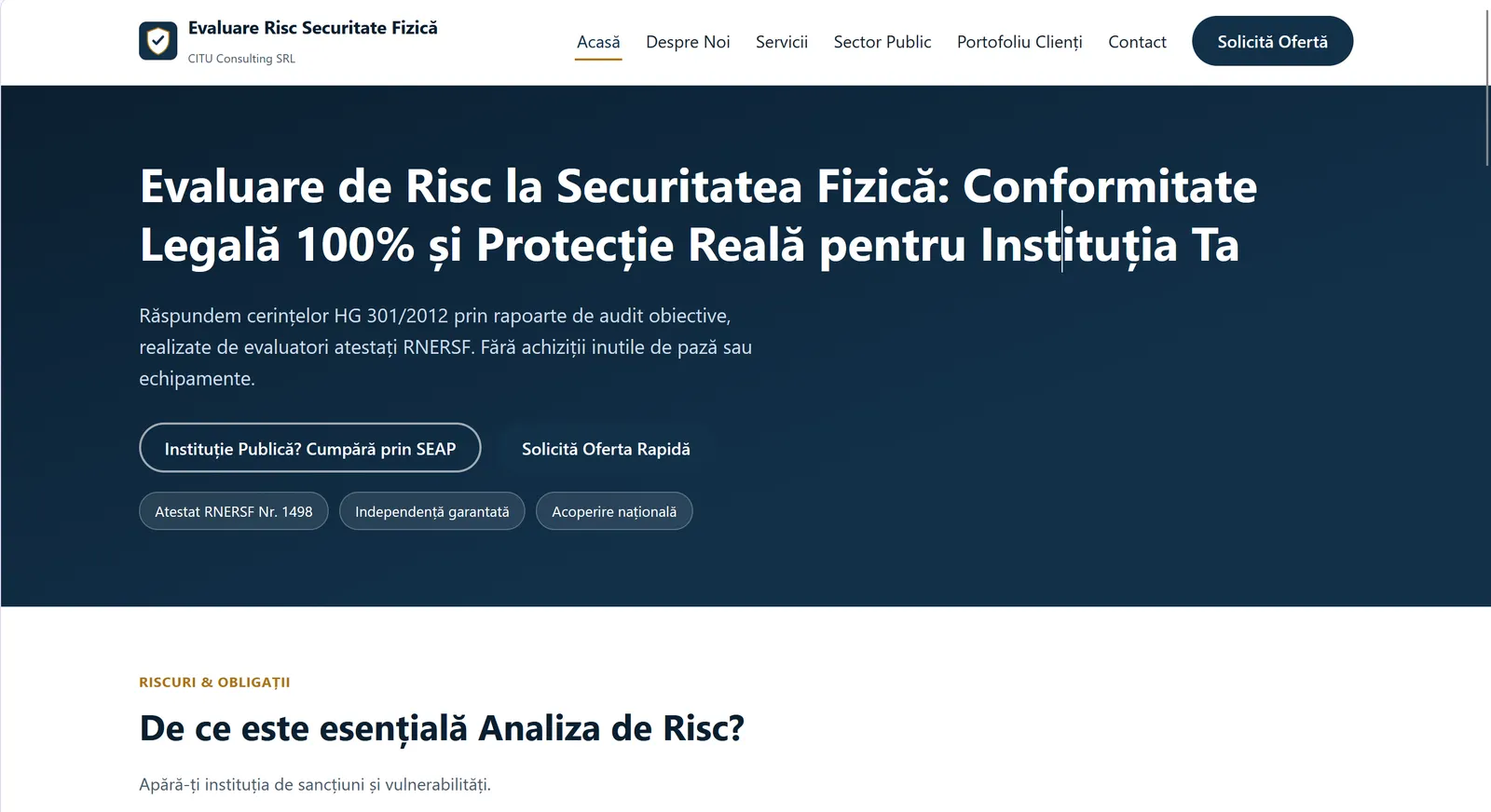 Servicii de evaluare și analiză de risc la securitatea fizică, conform Legii nr. 333/2003